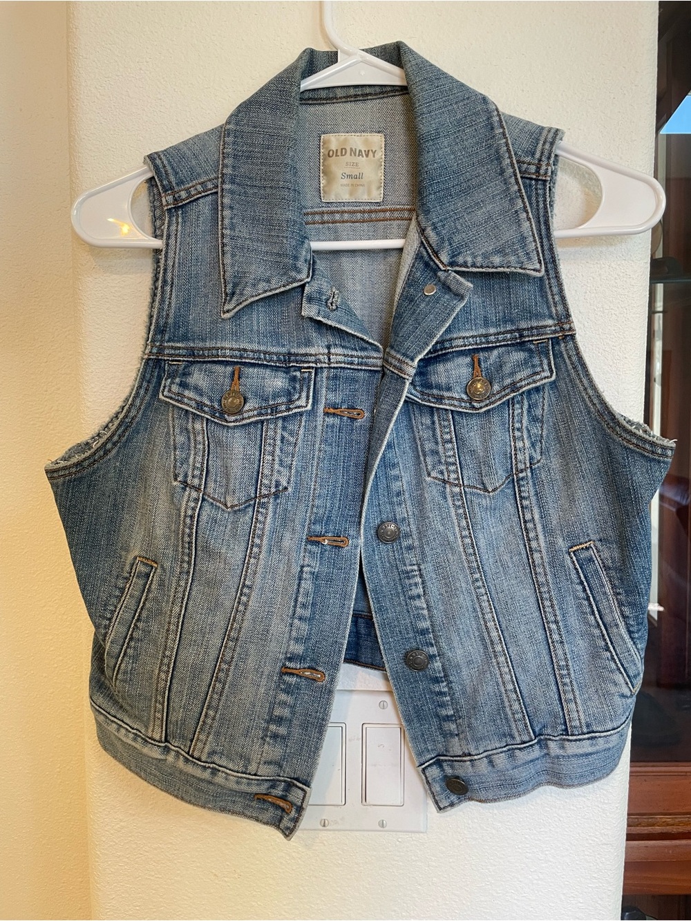 Old Navy Light Blue Denim Vest with Button Front